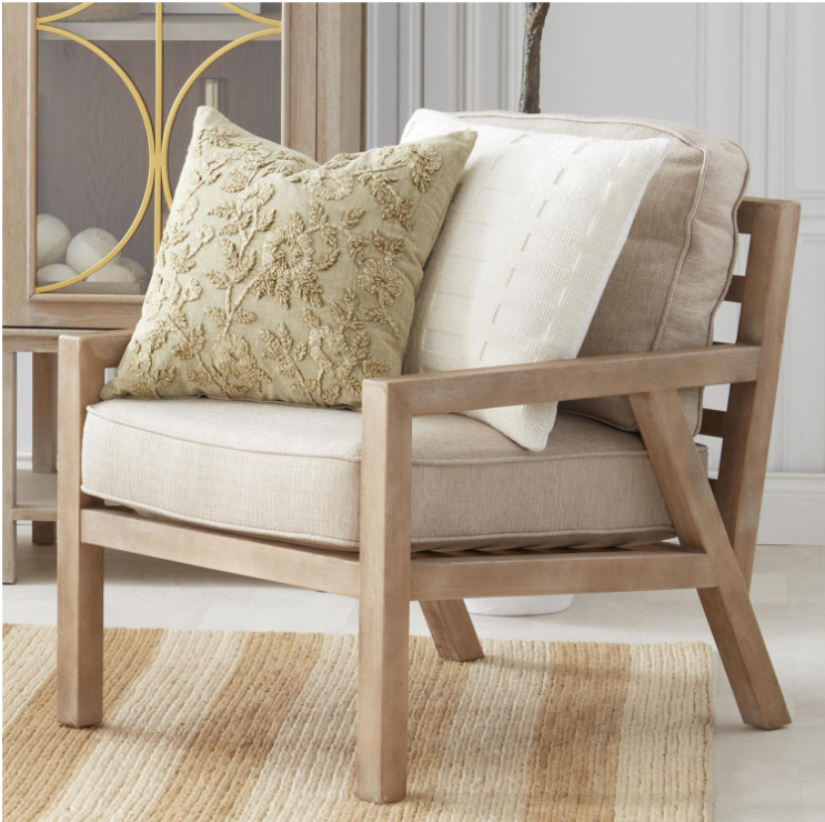 Cotton Stone Washed Sage Green Floral Embroidered Pillow