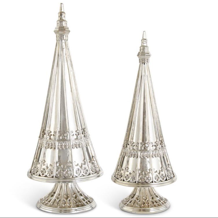 Resin Antique Silver Ornate Christmas Tree