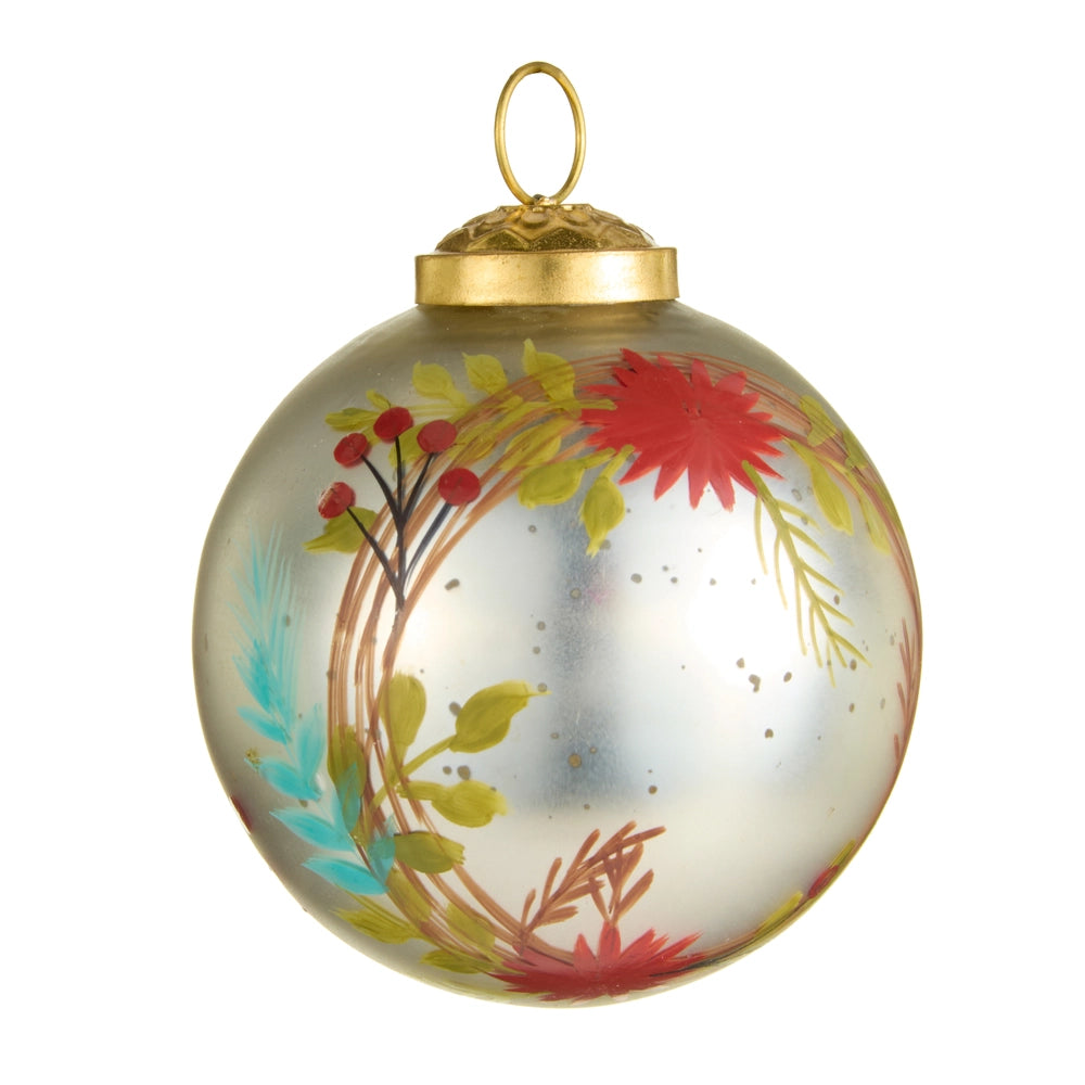Silver Floral Ball Ornament