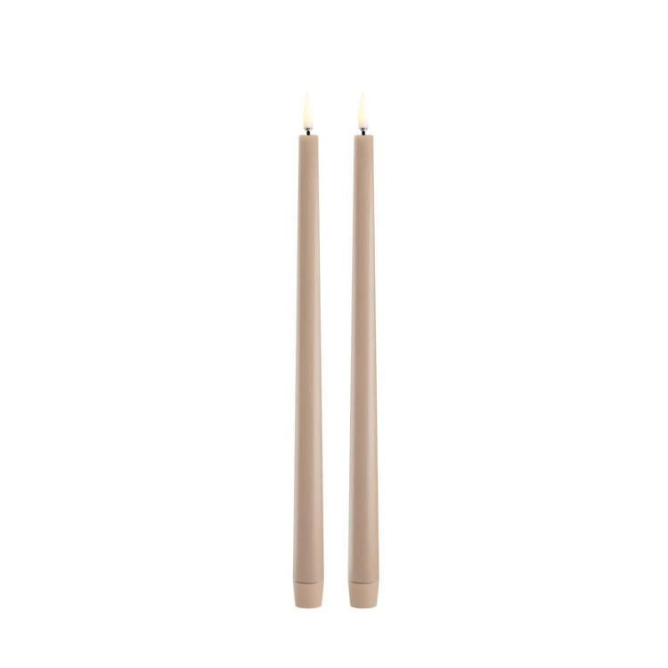LED Slim Taper Candle, Beige, Smooth