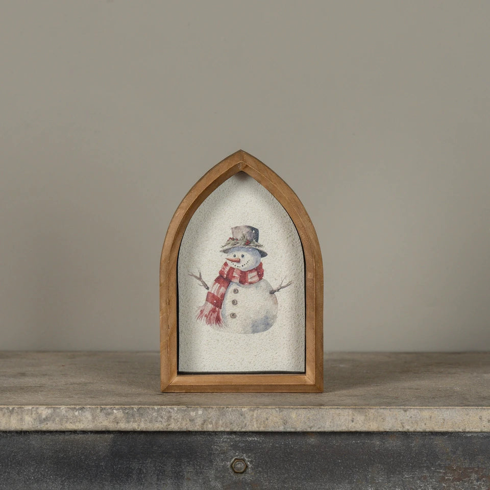 SNOWMAN FRAMED TABLETOP SIGN