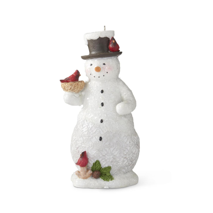 Glittered Snowman w/Birds Ornament