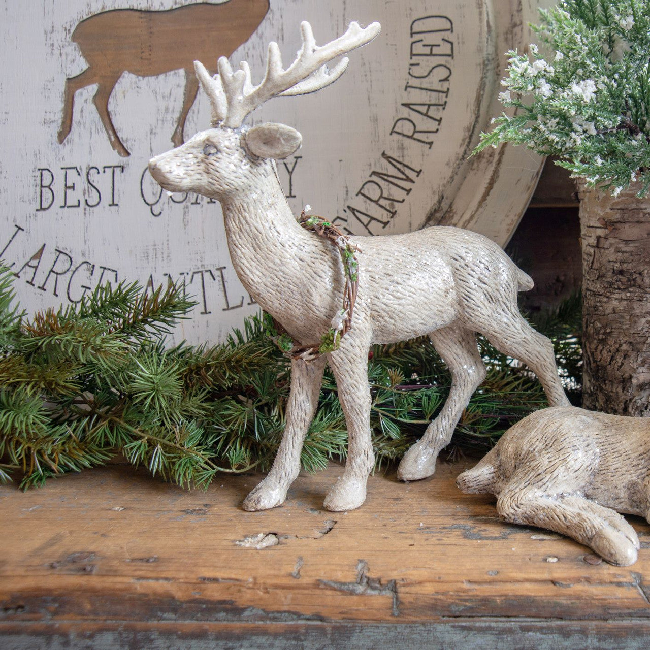 STANDING DEER WITH WREATH