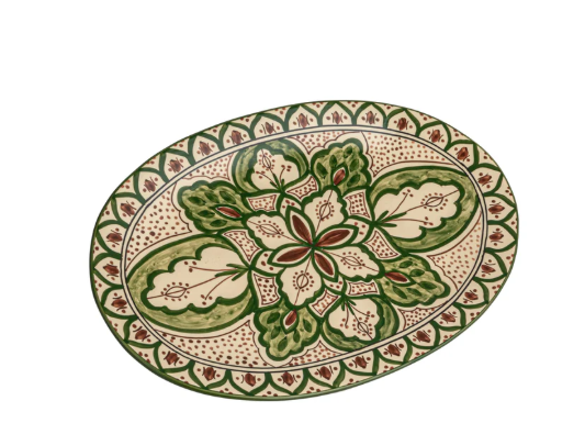 Stoneware Platter w Botanical Design