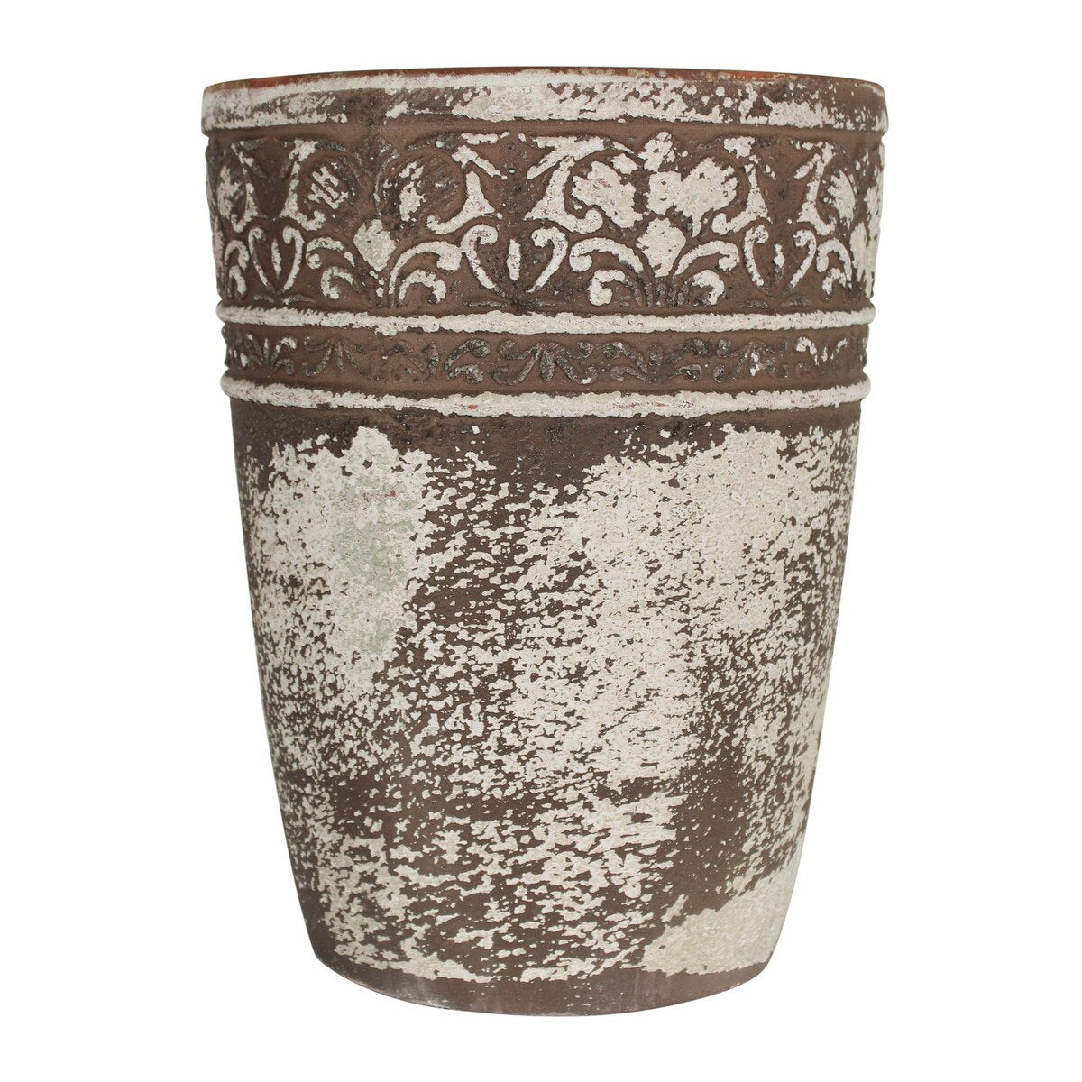Sutton, Large 16.25H", Wide Mouthed Vase with Rustic Pattern