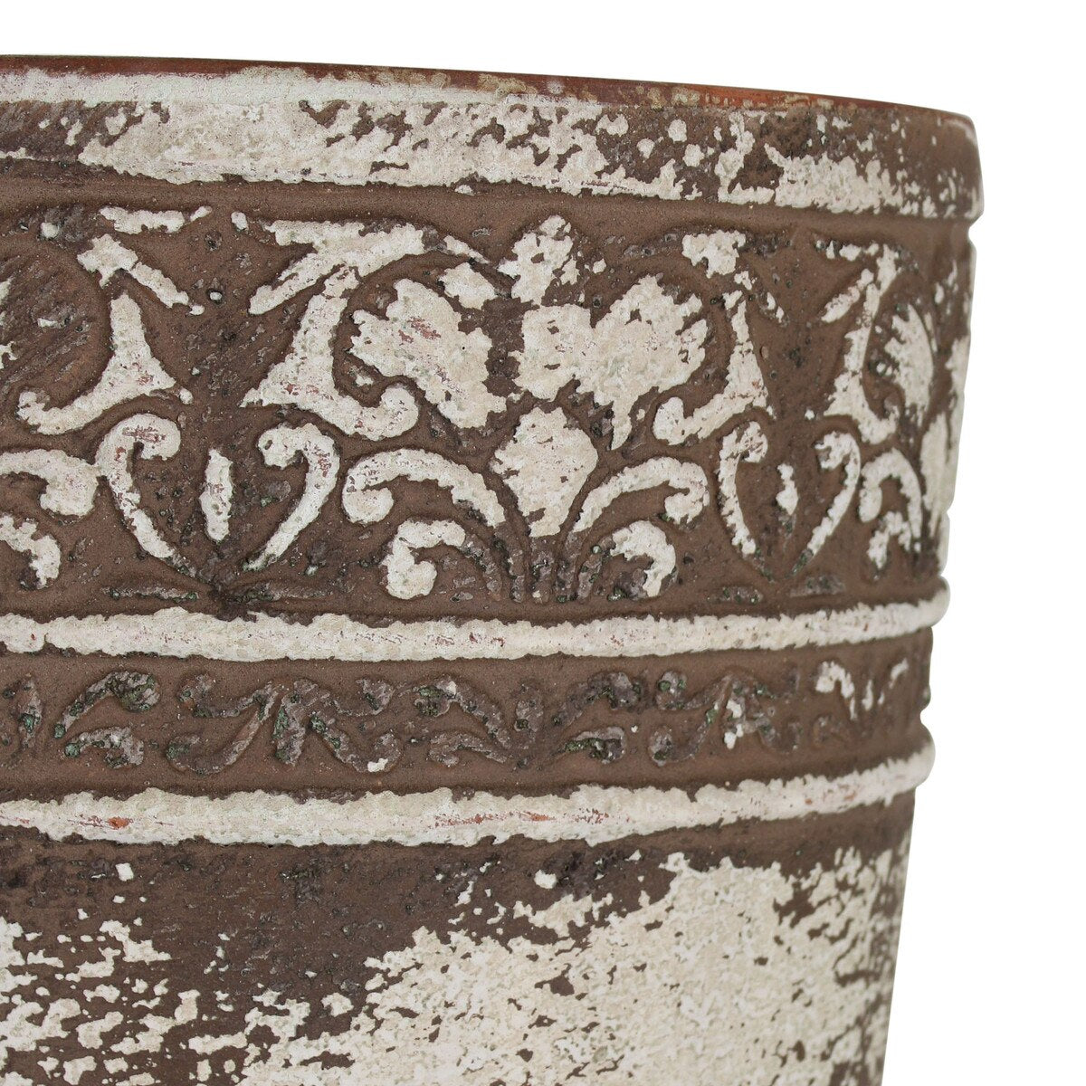 Sutton, Large 16.25H", Wide Mouthed Vase with Rustic Pattern