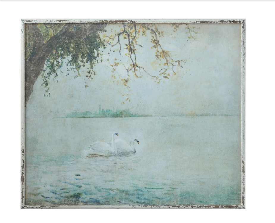 Wood Framed Wall Decor with Swans