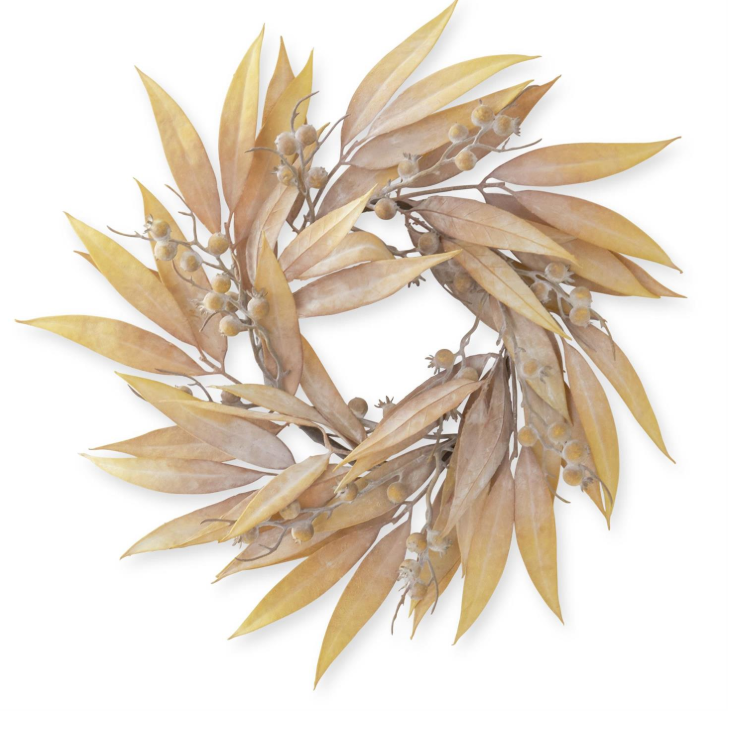 Tan Eucalyptus & Rosehip Wreath