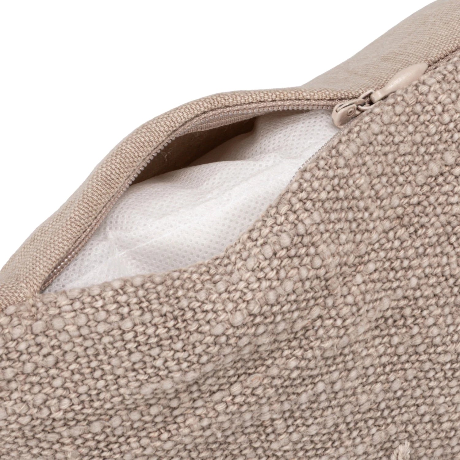 Stonewashed Cotton Slub Lumbar Pillow with Embroidered Flowers & Tassels, Taupe