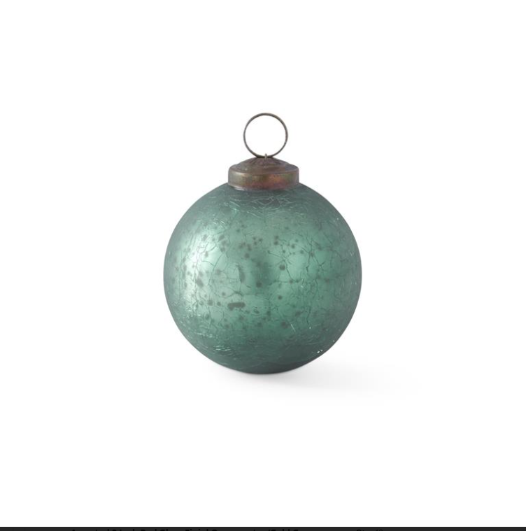 Crackled Teal Green Mercury Glass Round