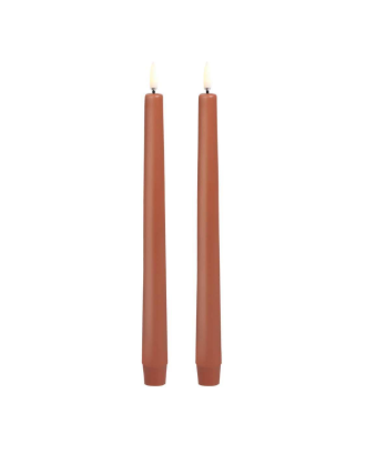 LED Taper Candle, Terracotta, Smooth, 2-pack