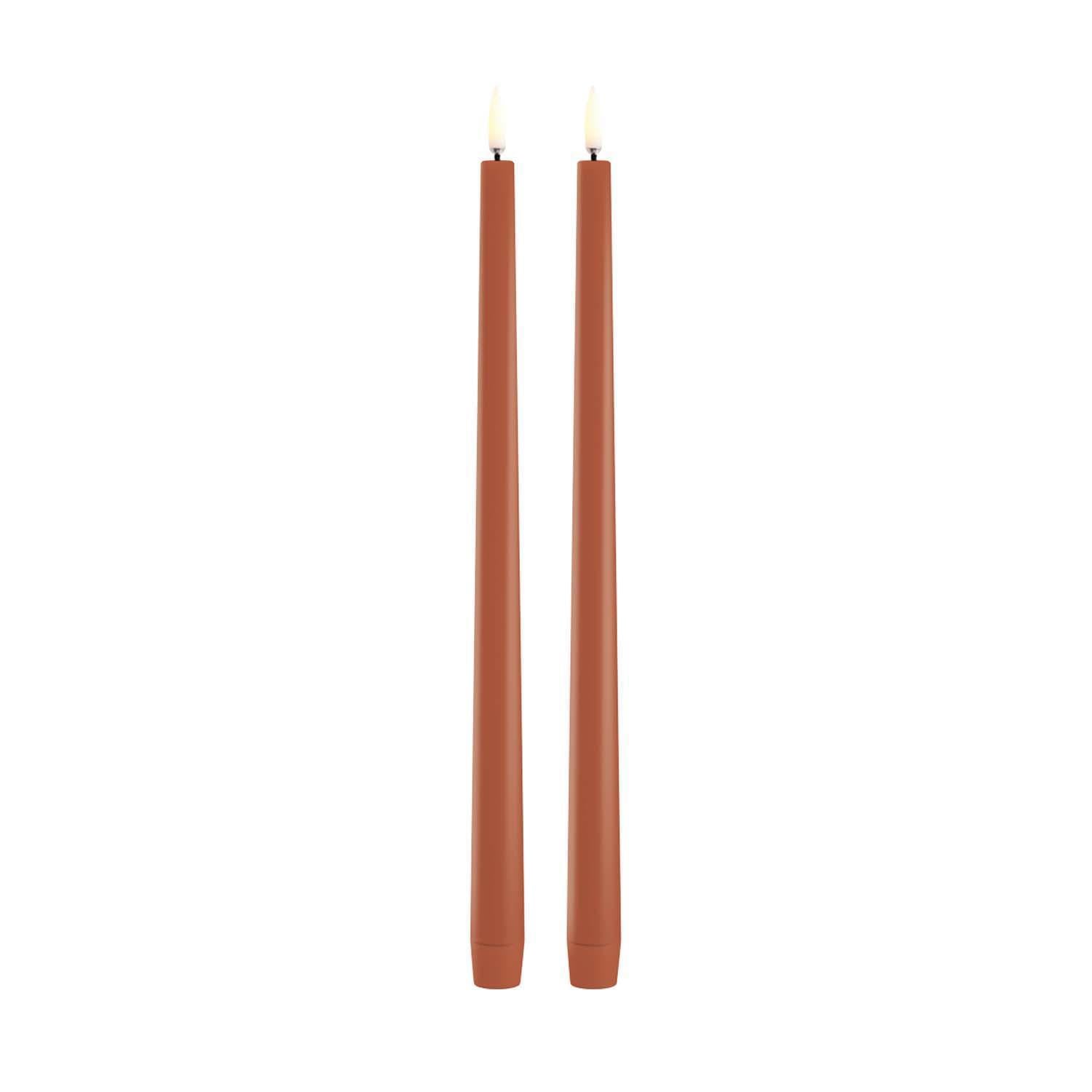 LED Slim Taper Candle, Terracotta, Smooth, 2-pack