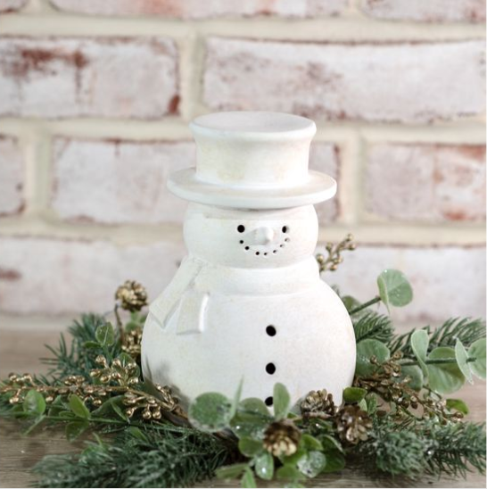WHITE TERRACOTTA SNOWMAN