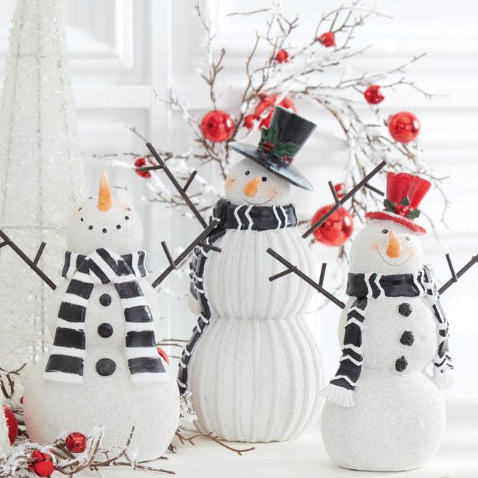 Black and White Resin Snowmen