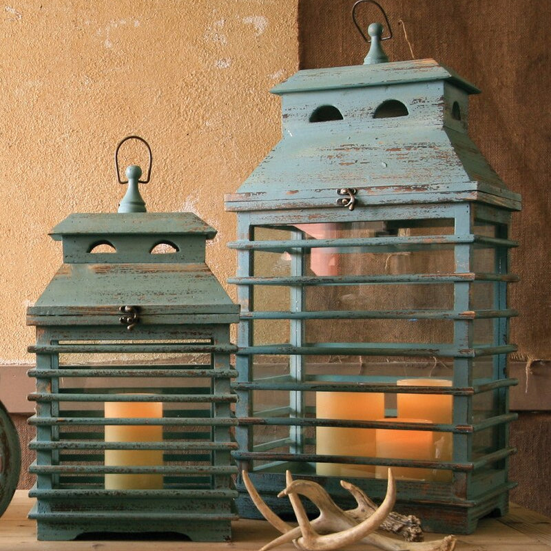 Vintage Blue Shutter Lantern