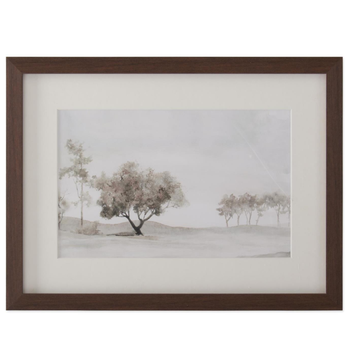 Brown Wood Framed Watercolor Landscape Print