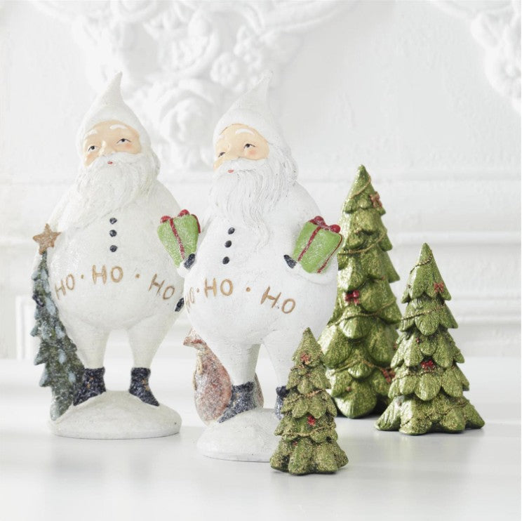 Glittered White Resin Santa