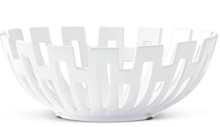 White Glazed Ceramic Cutout Bowl