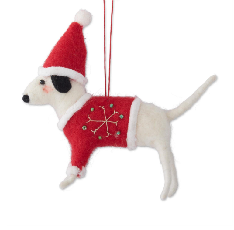 Wool Dogs w/Red Hat & Coat