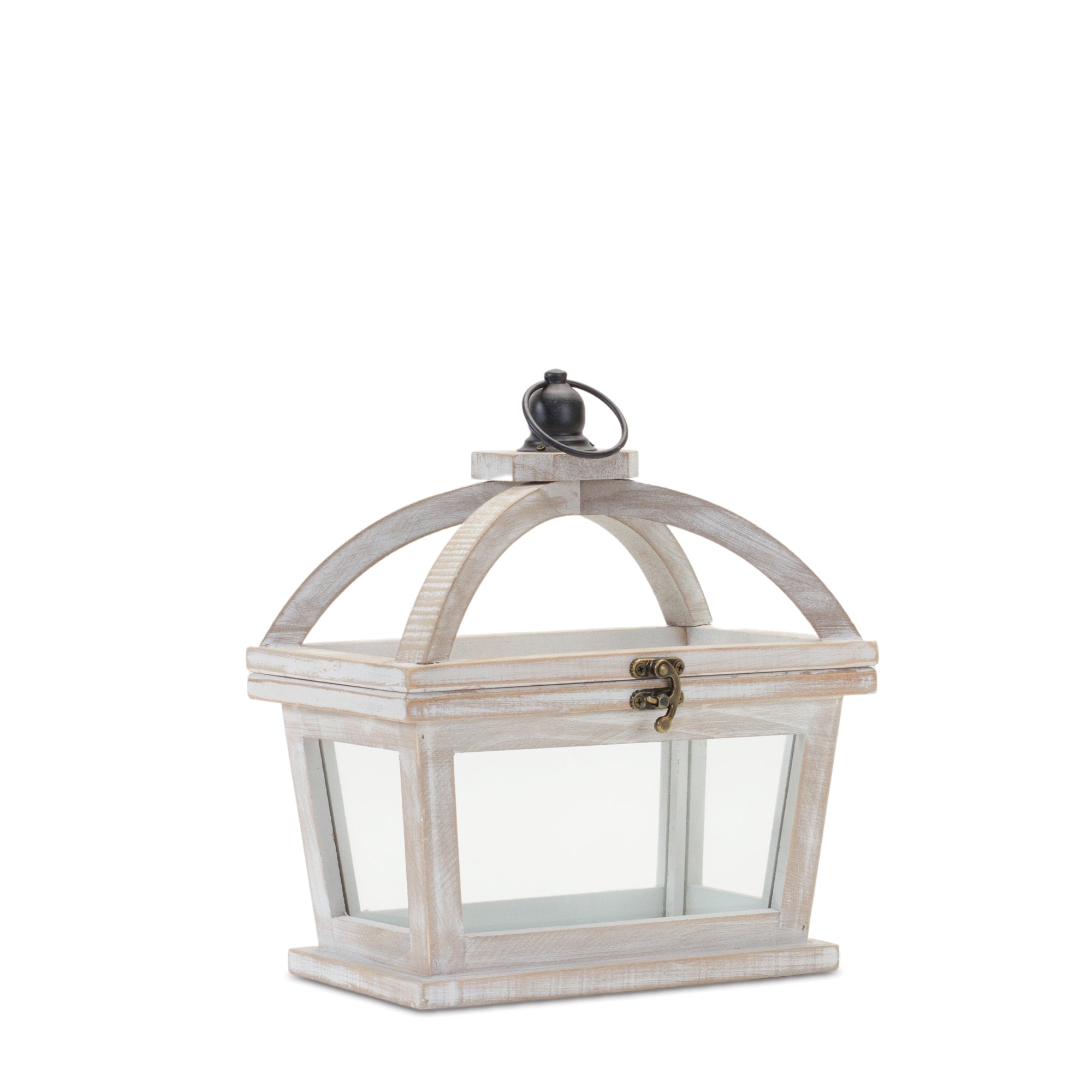 White Lantern Wood/Glass