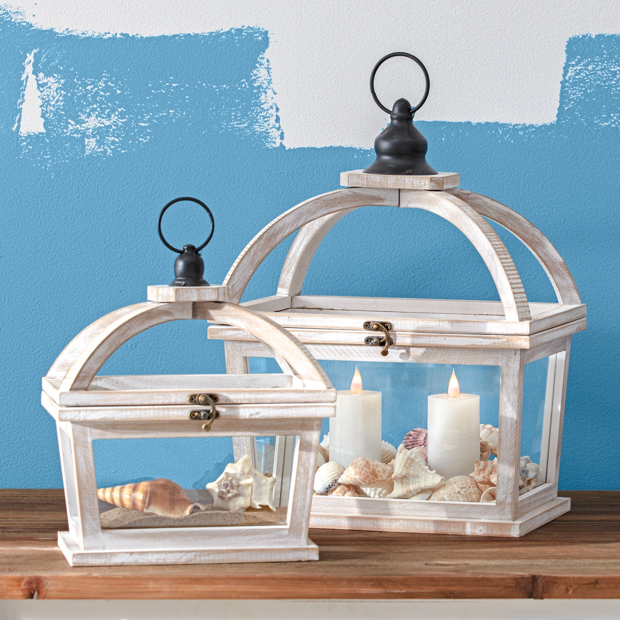 White Lantern Wood/Glass