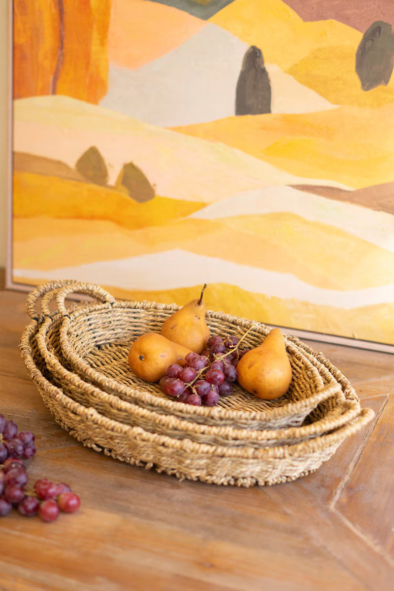 Woven Vine Oval Tray with Handles