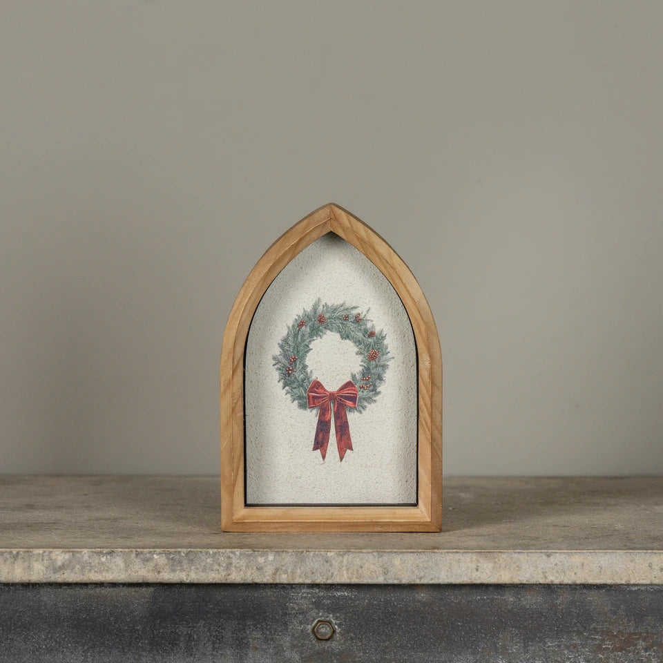 HOLIDAY WREATH FRAMED TABLETOP SIGN