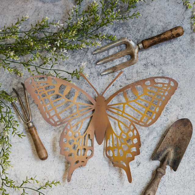 ORANGE & YELLOW METAL BUTTERFLY
