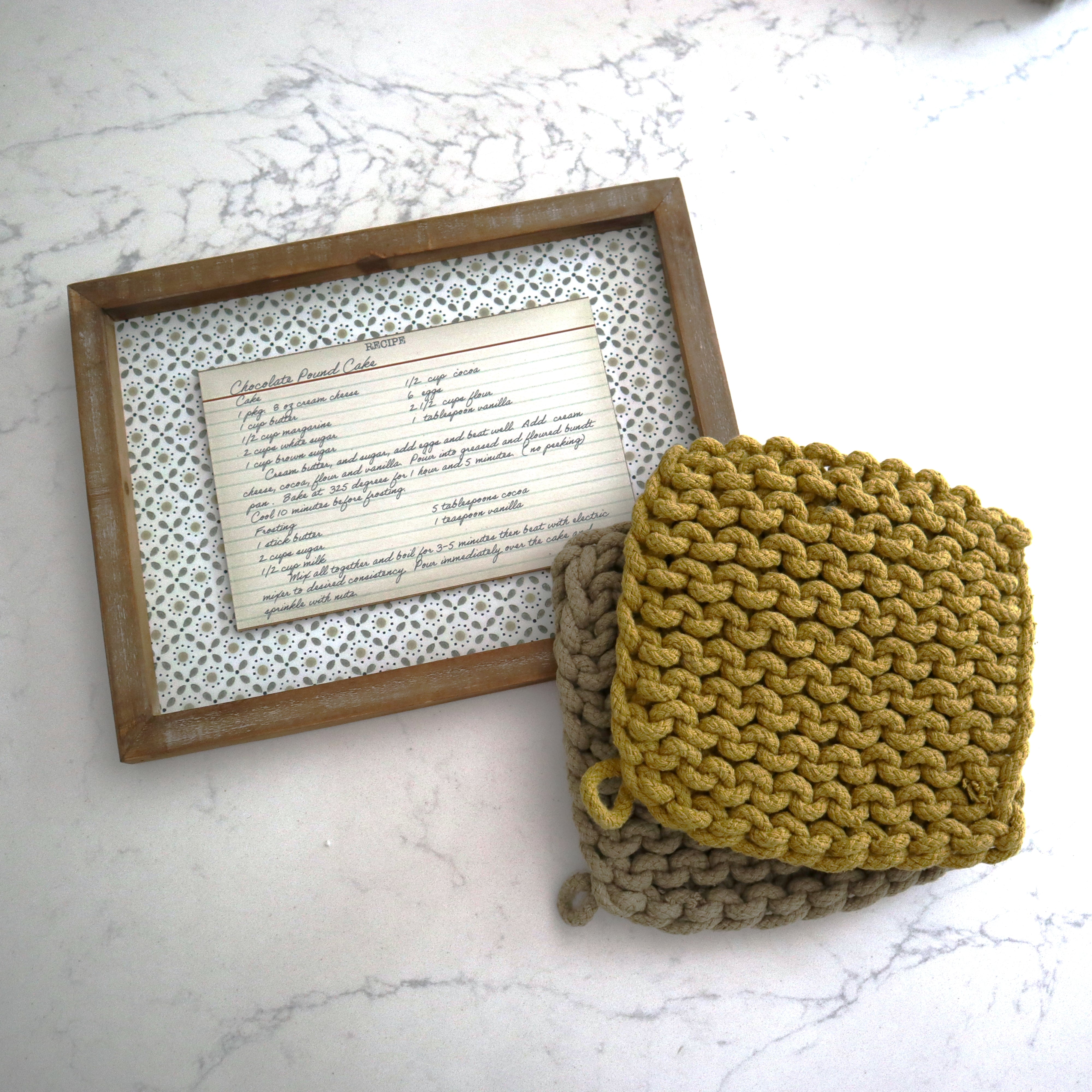 Cotton Crocheted Pot Holder (Taupe)