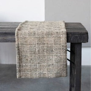 Woven Cotton Blend Table Runner with Chambray Back