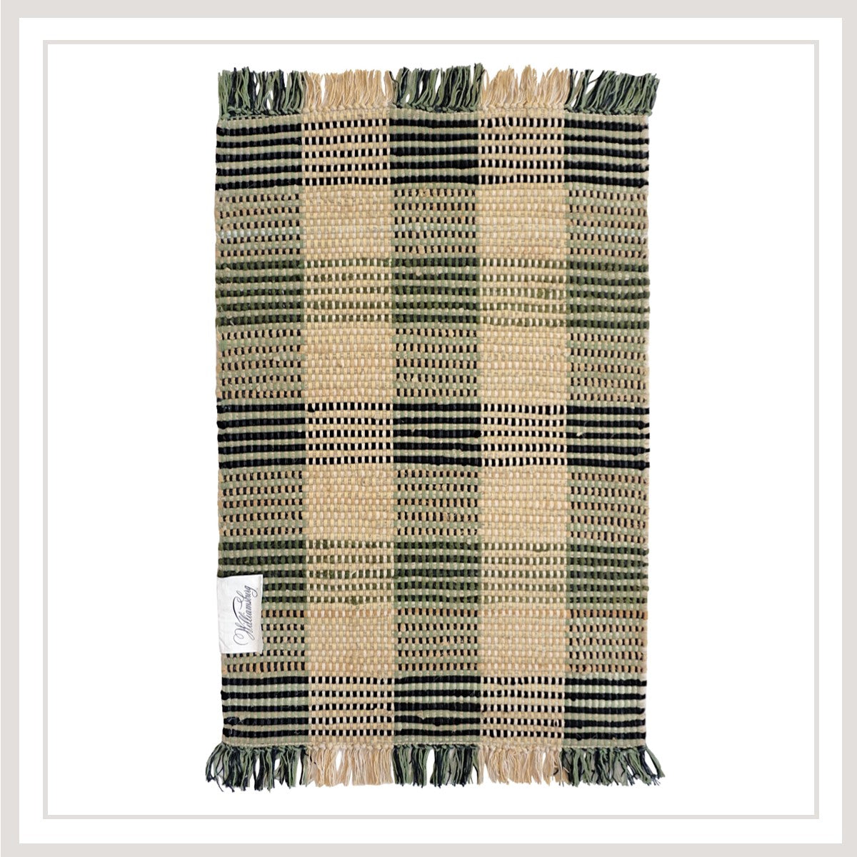 Booker Plaid Rag Rug- Black/Khaki 4' X 6'