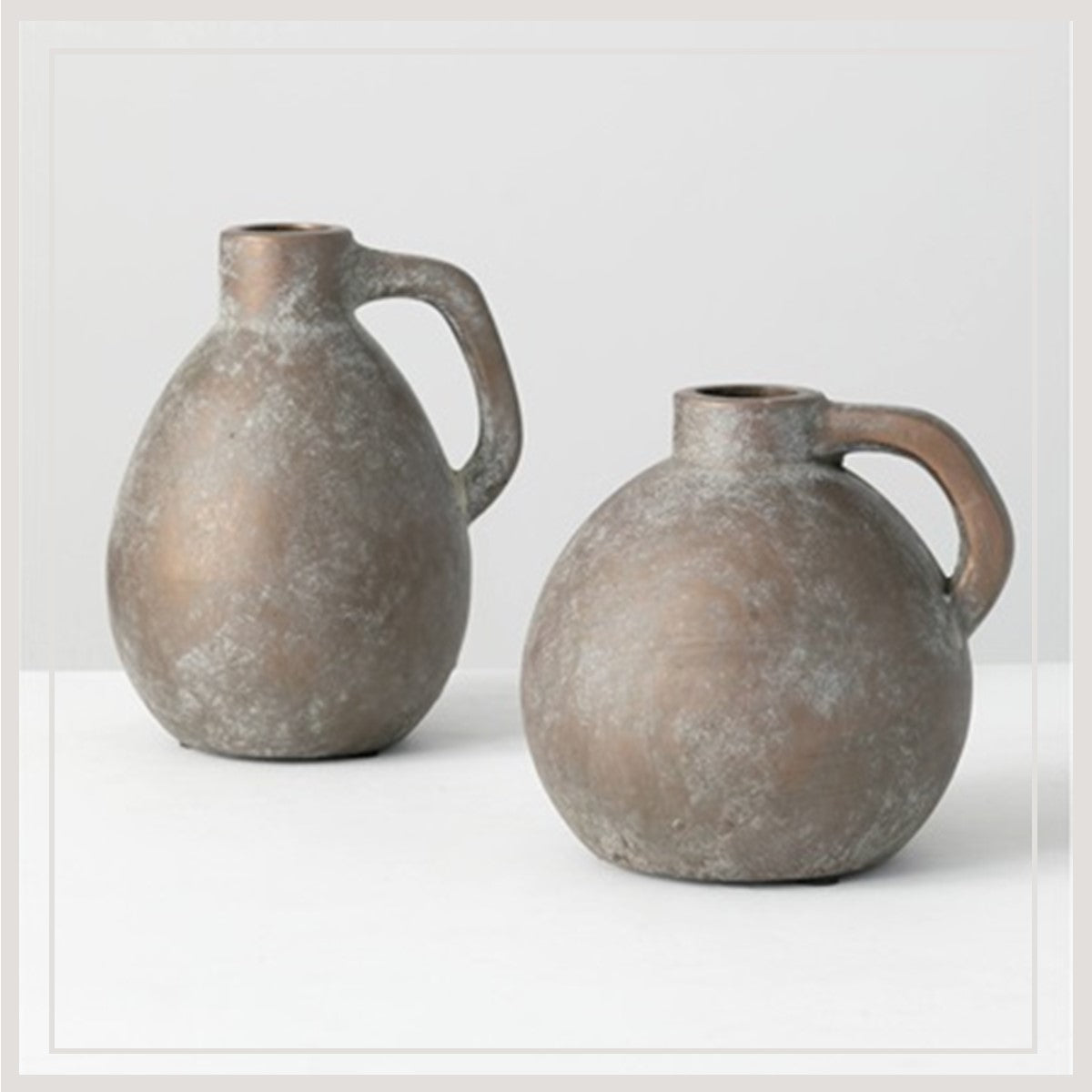 Terra Cotta Bronze Vase  (Set of 2)