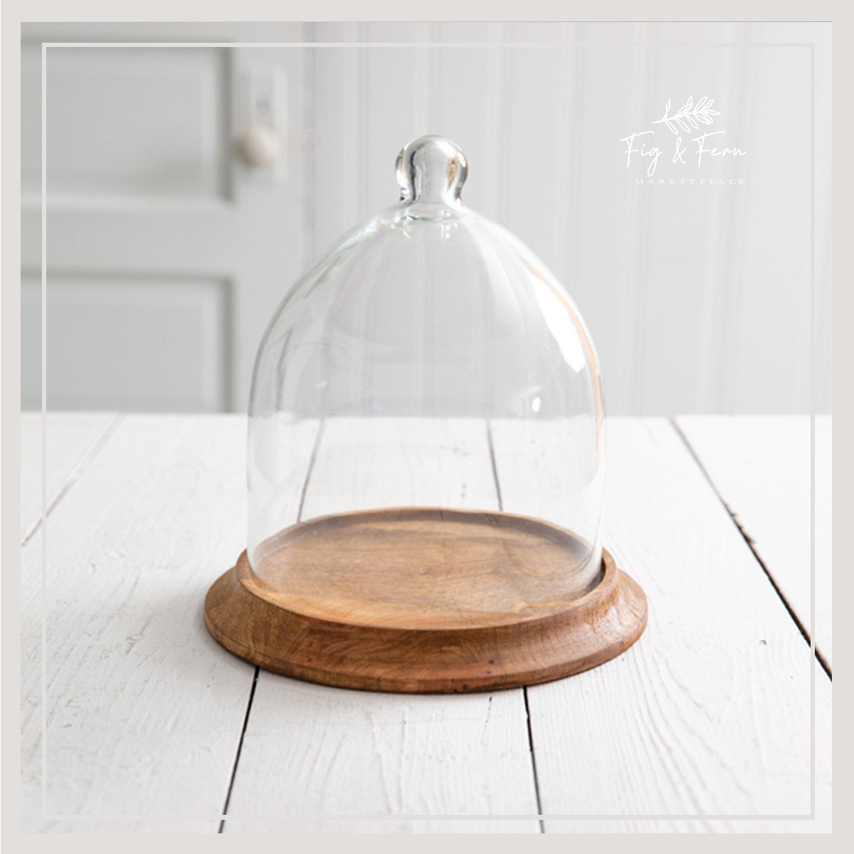 Cloche de verre avec plateau bois BELLA Petit modèle - La Fée Caséine