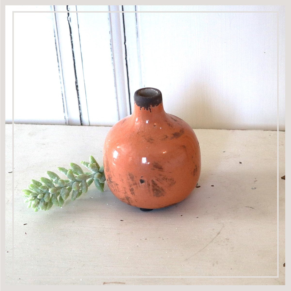 Glazed Stoneware Bud Vase (Coral)