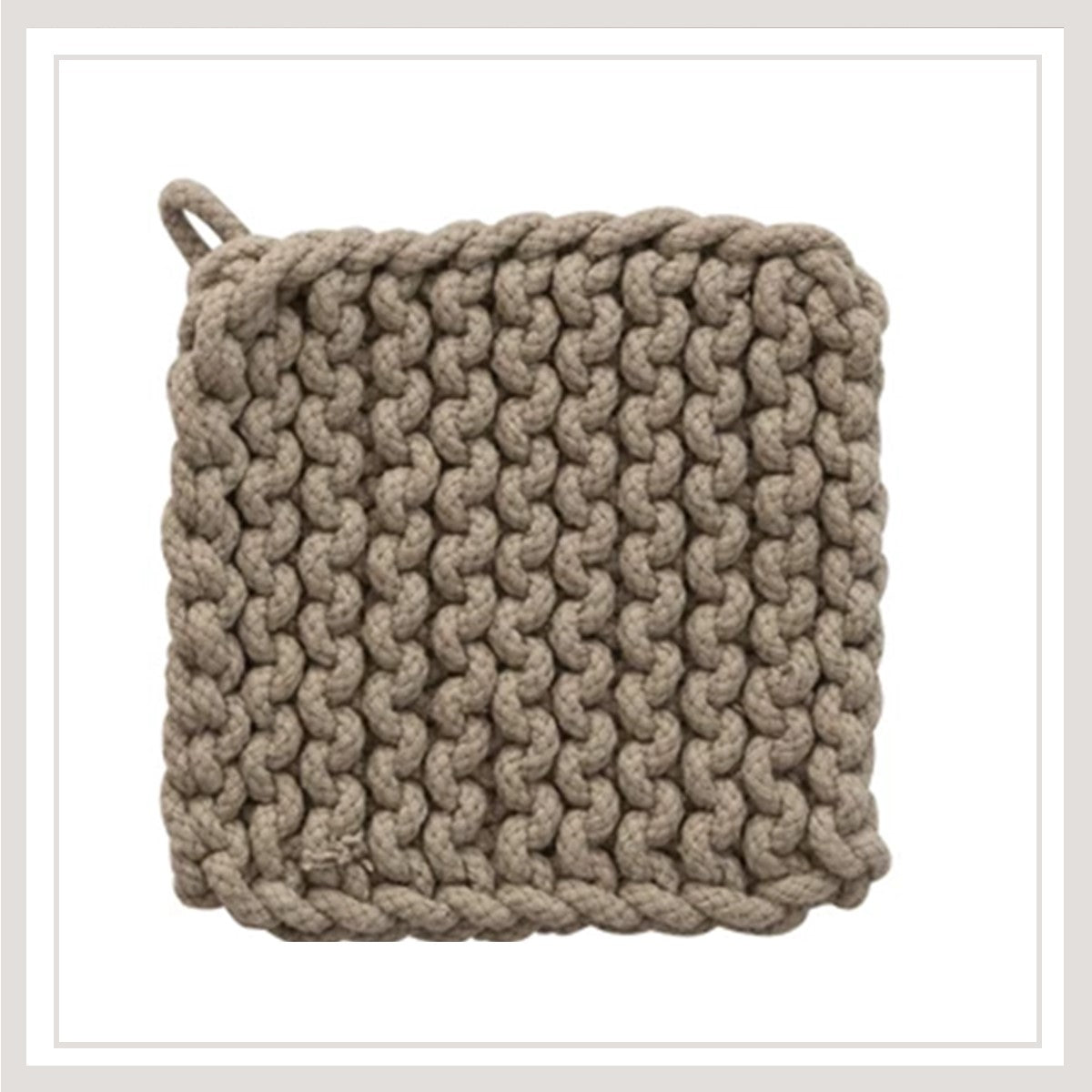 Cotton Crocheted Pot Holder (Khaki)