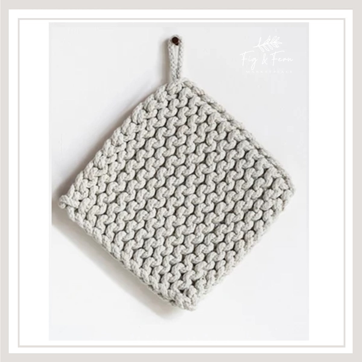 Cotton Crocheted Pot Holder, Dark Grey