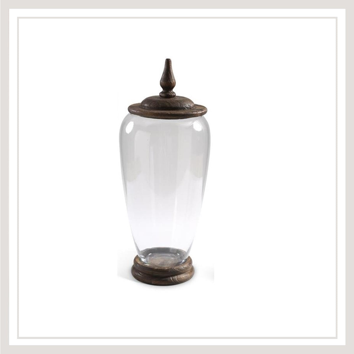 Glass Jar w/Wood Base and Lid (Meduim)