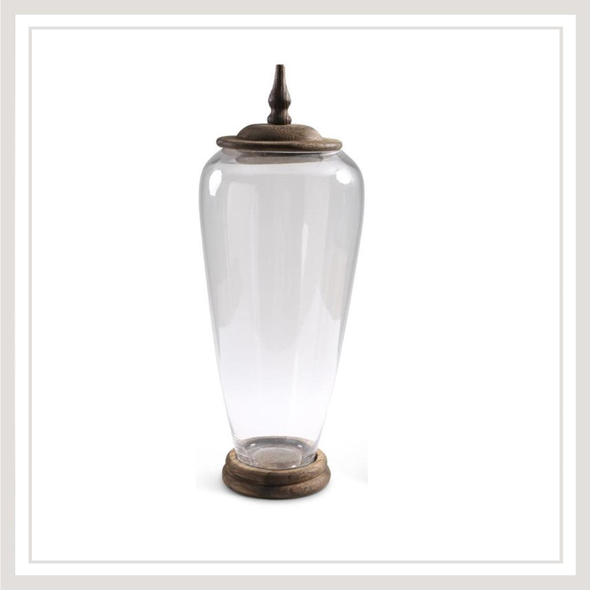 Glass Jar w/Wood Base and Lid (Large)