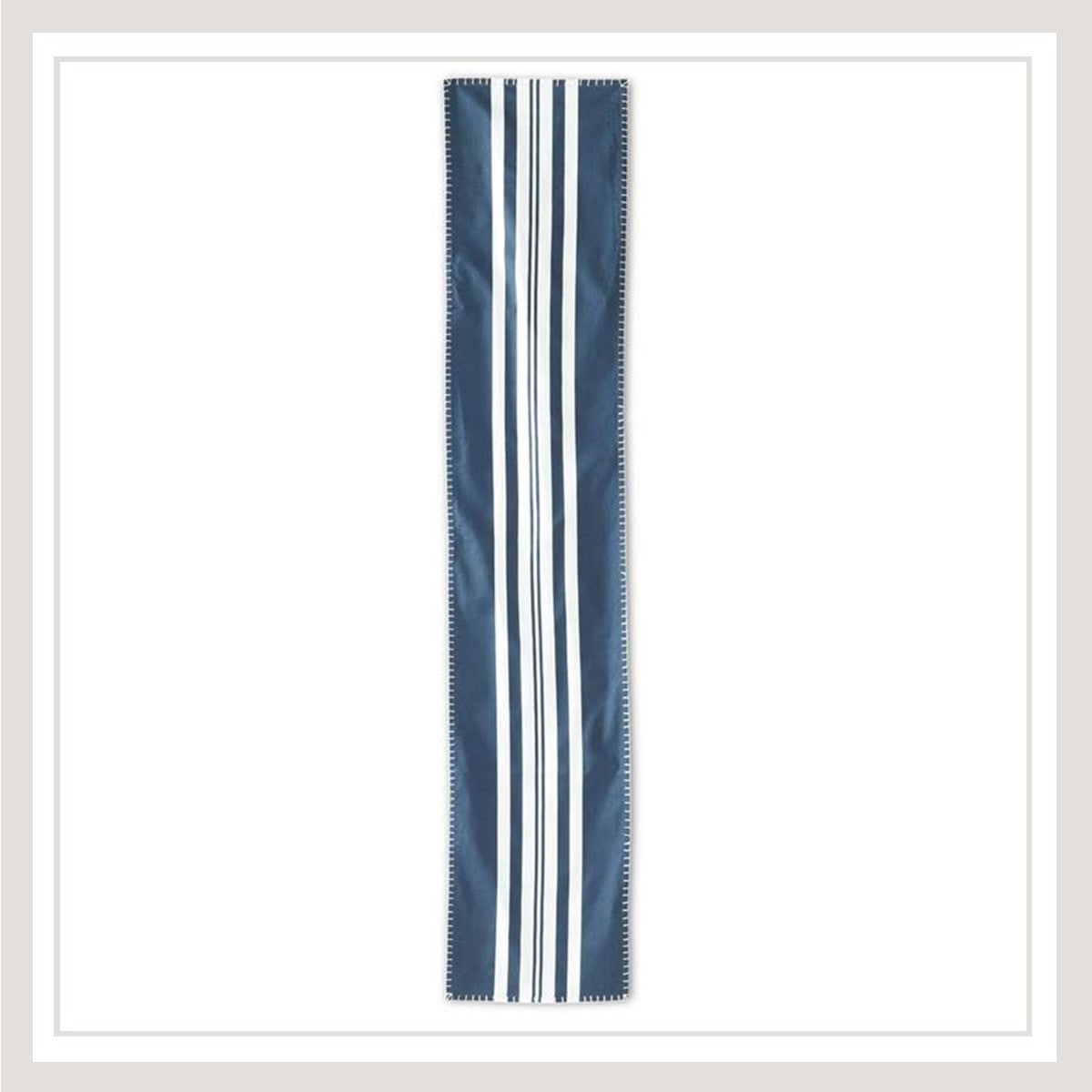 Blue & White Striped Cotton Table Runner