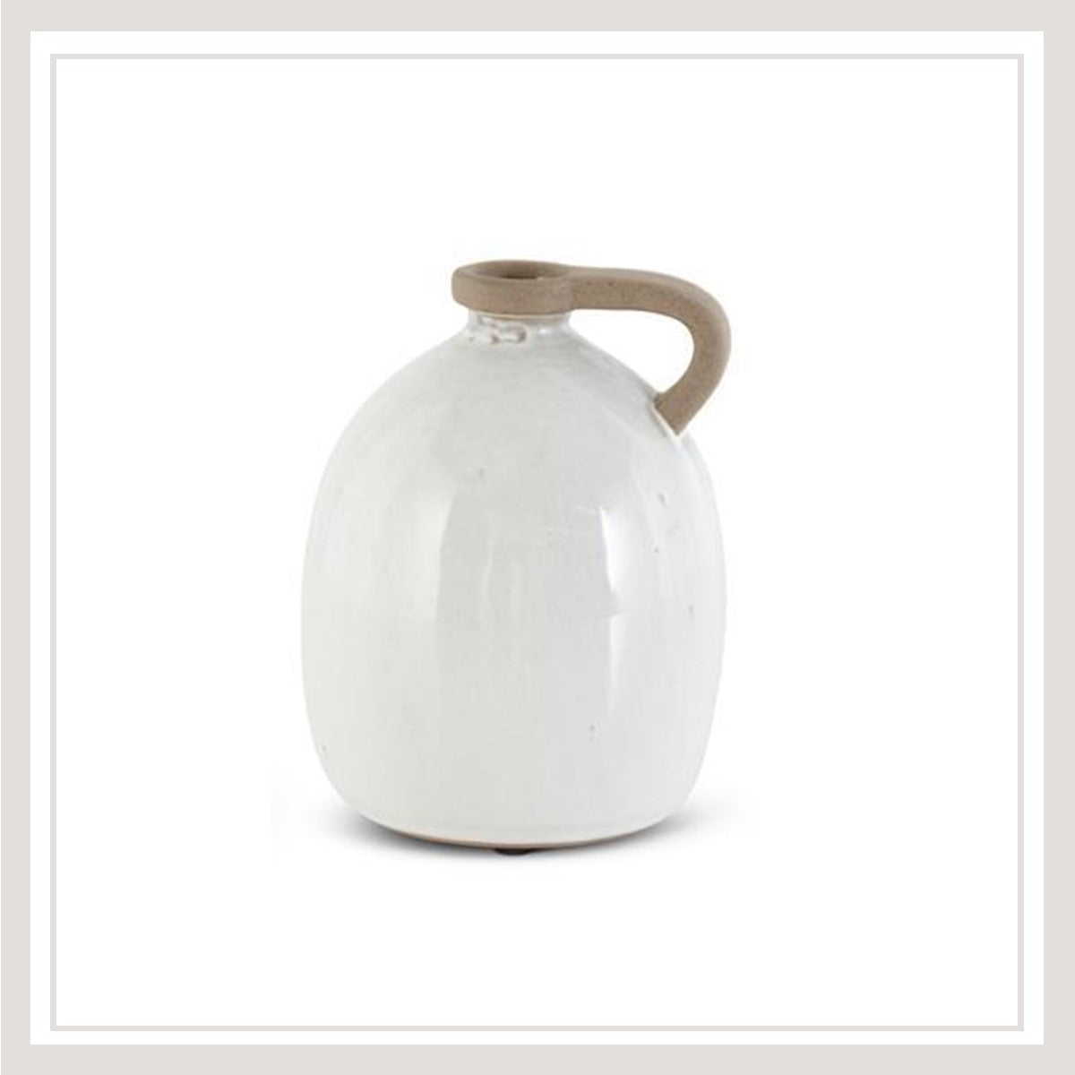 White Ceramic Jugs w/Unglazed Handles 6