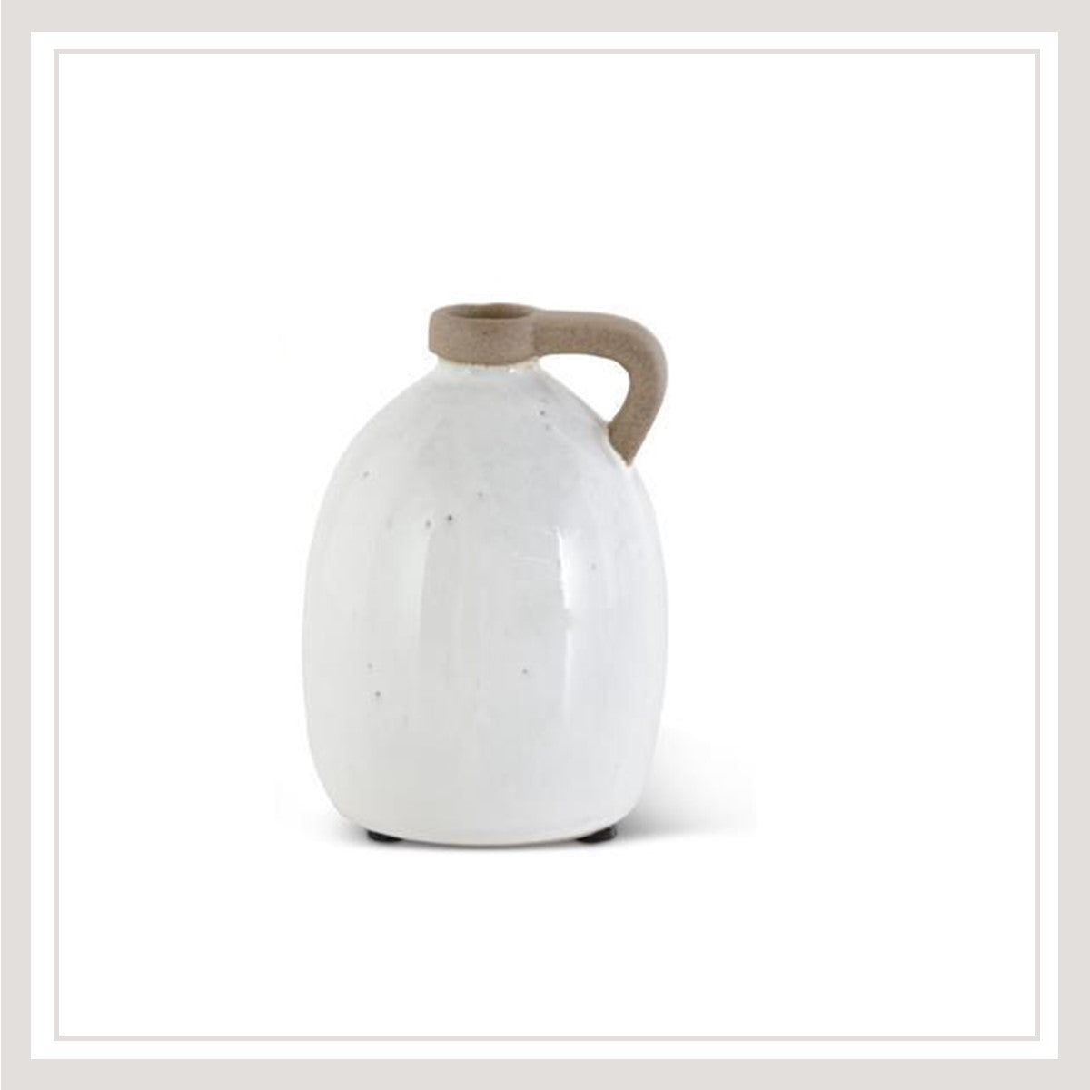 White Ceramic Jugs w/Unglazed Handles 5.25