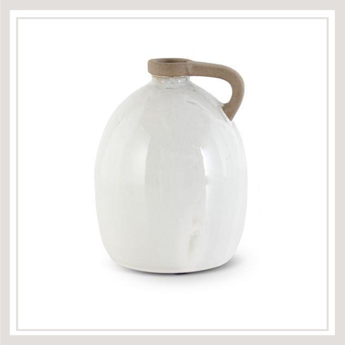 White Ceramic Jugs w/Unglazed Handles 7.75