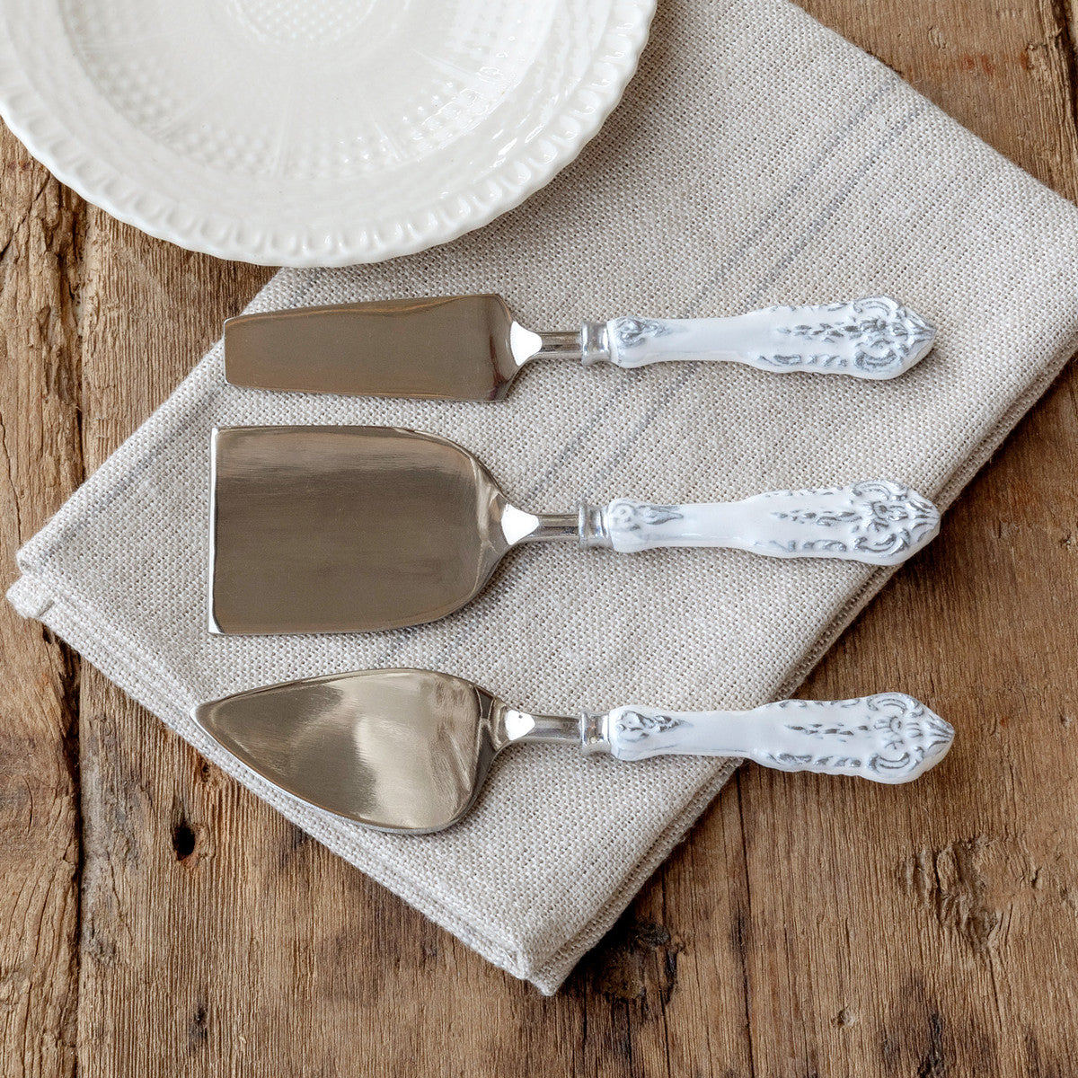 Milk Bucket White Embossed Enamel Cheese Servers